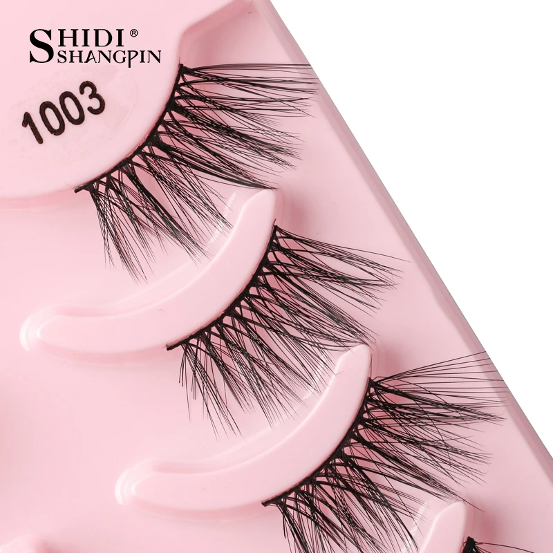 SHIDISHANGPIN 3/5 Paar halbe Wimpern, transparenter Stiel, unsichtbares Band, künstliche Nerzwimpern, wiederverwendbar, falsche Wimpern, natürlich, flauschig – Detail 8