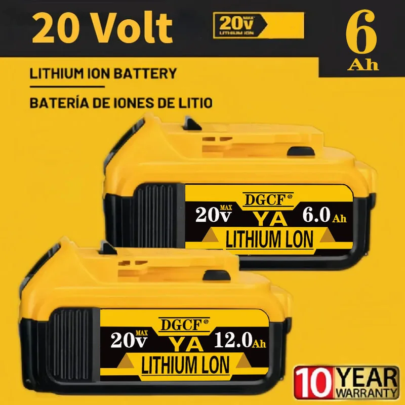 Latest DCB200 20V 6000mAh Battery and charger For Dewalt 18V DCB184 DCB200 DCB182 DCB180 DCB181 DCB182 DCB201 Tools Battery