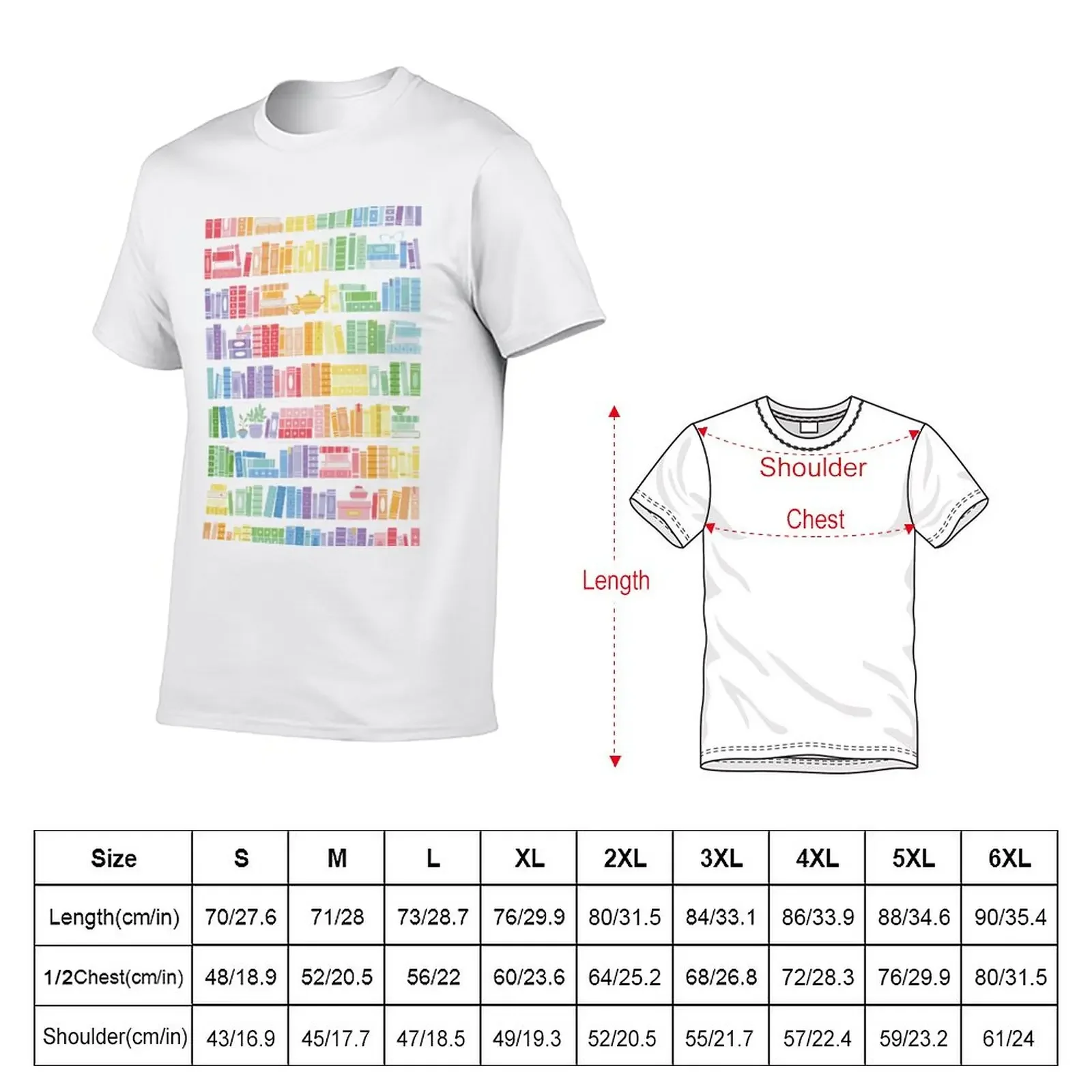 New Rainbow Books Shelf Pattern (Black Background) T-Shirt graphic t shirt new edition t shirt Men's t-shirt