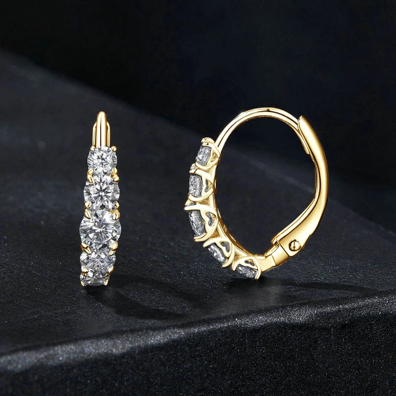 Luksusowe kolczyki na klips z prawdziwego srebra próby 925, kolczyki koła z moissanitem o barwie D i czystości VVS1, laboratoryjne diamenty, błyszcząca biżuteria ślubna.