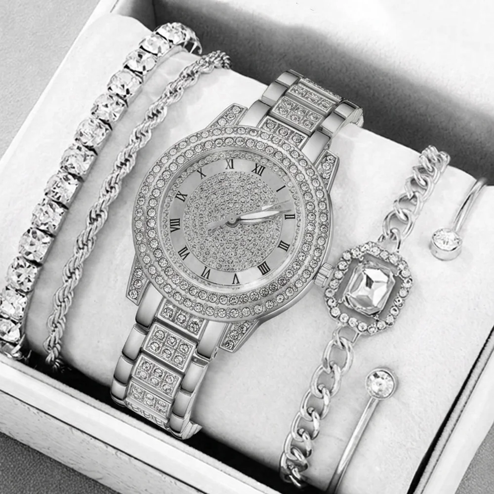 Jewelry Watches Silver - 5Pcs/Set Unisex Jewelry Watches Women's Wristwatch
