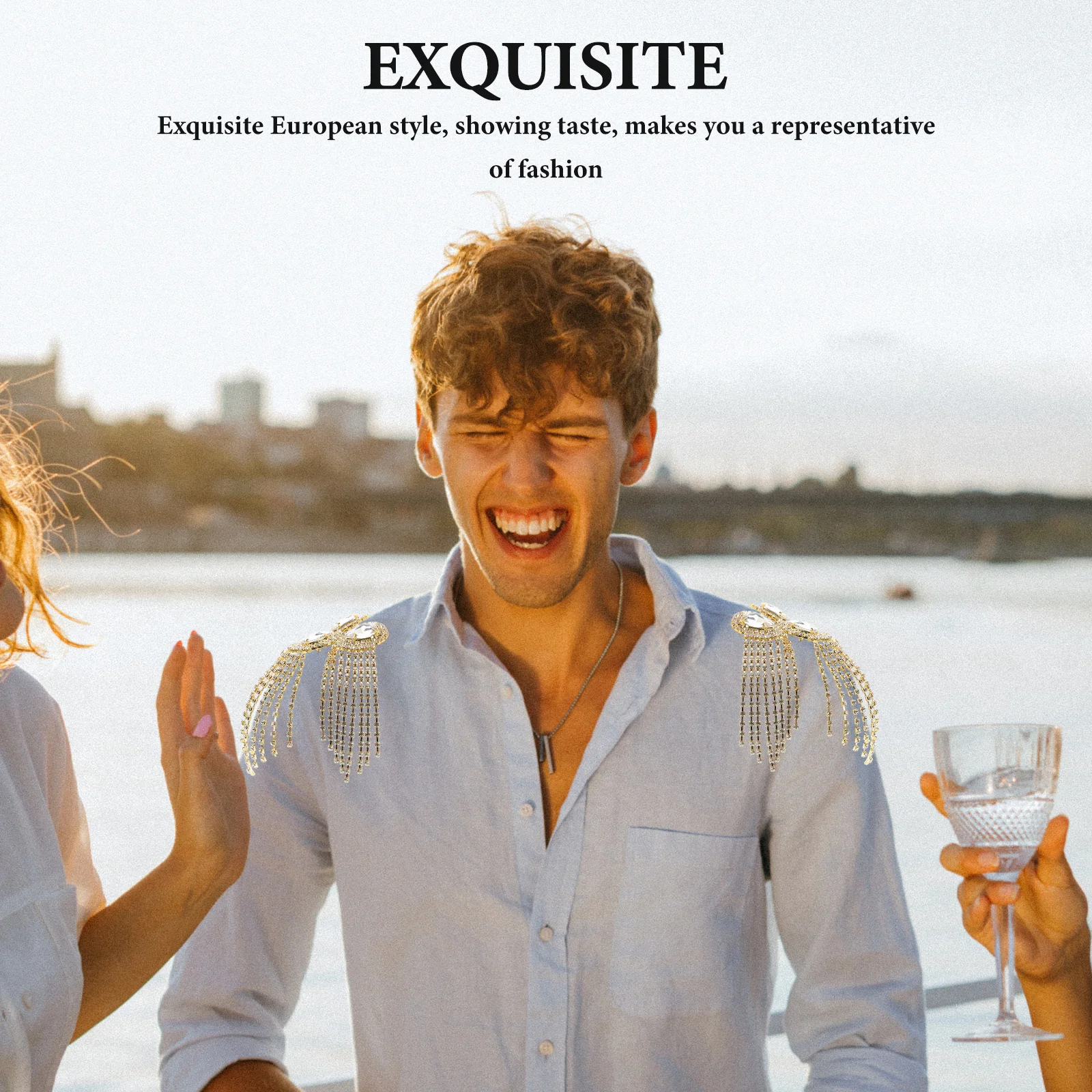 كتاف شرابة أوروبية من حجر الراين لسترة البدلة إكسسوارات الملابس العتيقة زي موحد للرجال والنساء