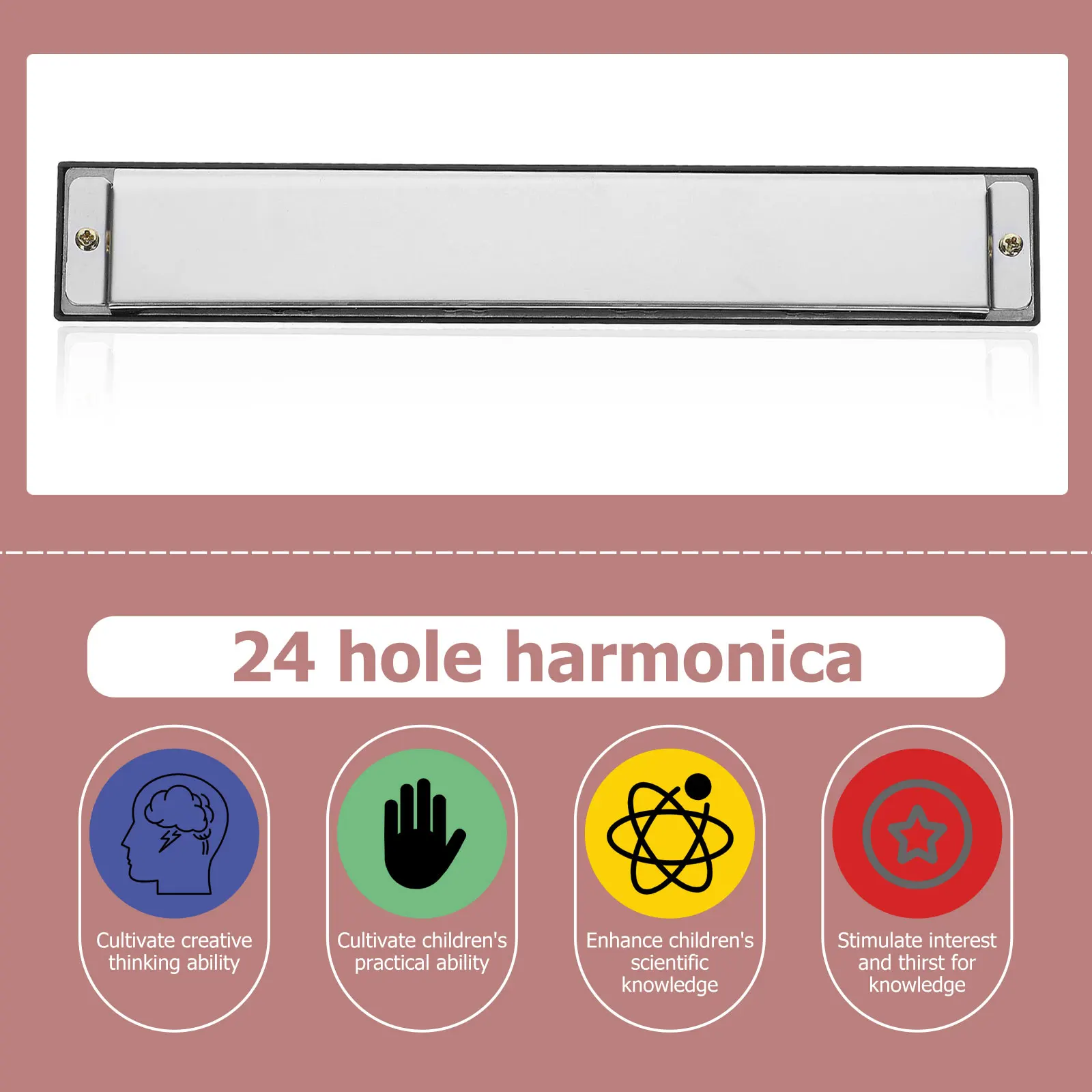 

C Harmonica Complex Tone Key of Music with Box Beginner Stainless Steel Learning Toy
