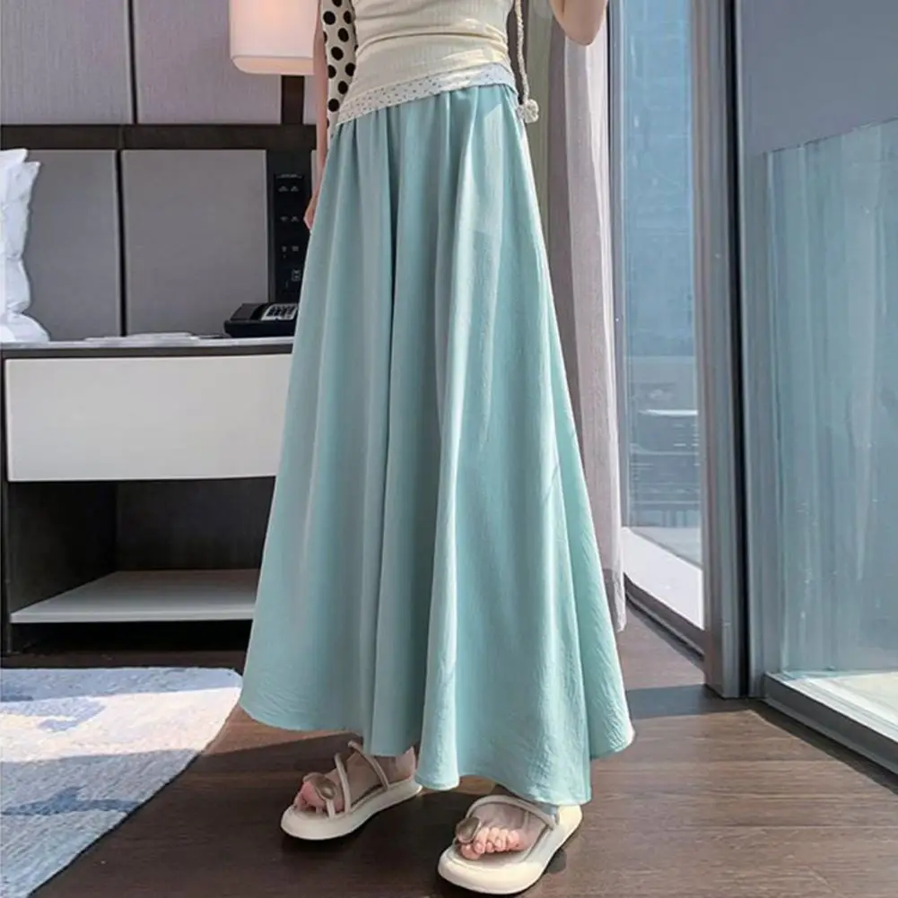 Повседневные юбки для поездок на работу. Стильные женские эластичные широкие брюки с высокой талией. Юбка для работы и отпуска. Однотонная повседневная юбка для школы.