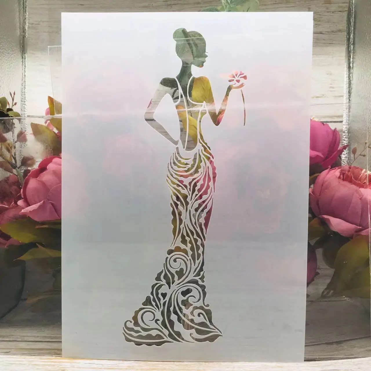 

A4 29cm Wedding Bride Dress DIY Layering Stencils Wall Painting Scrapbook Coloring Embossing Album Decorative Template