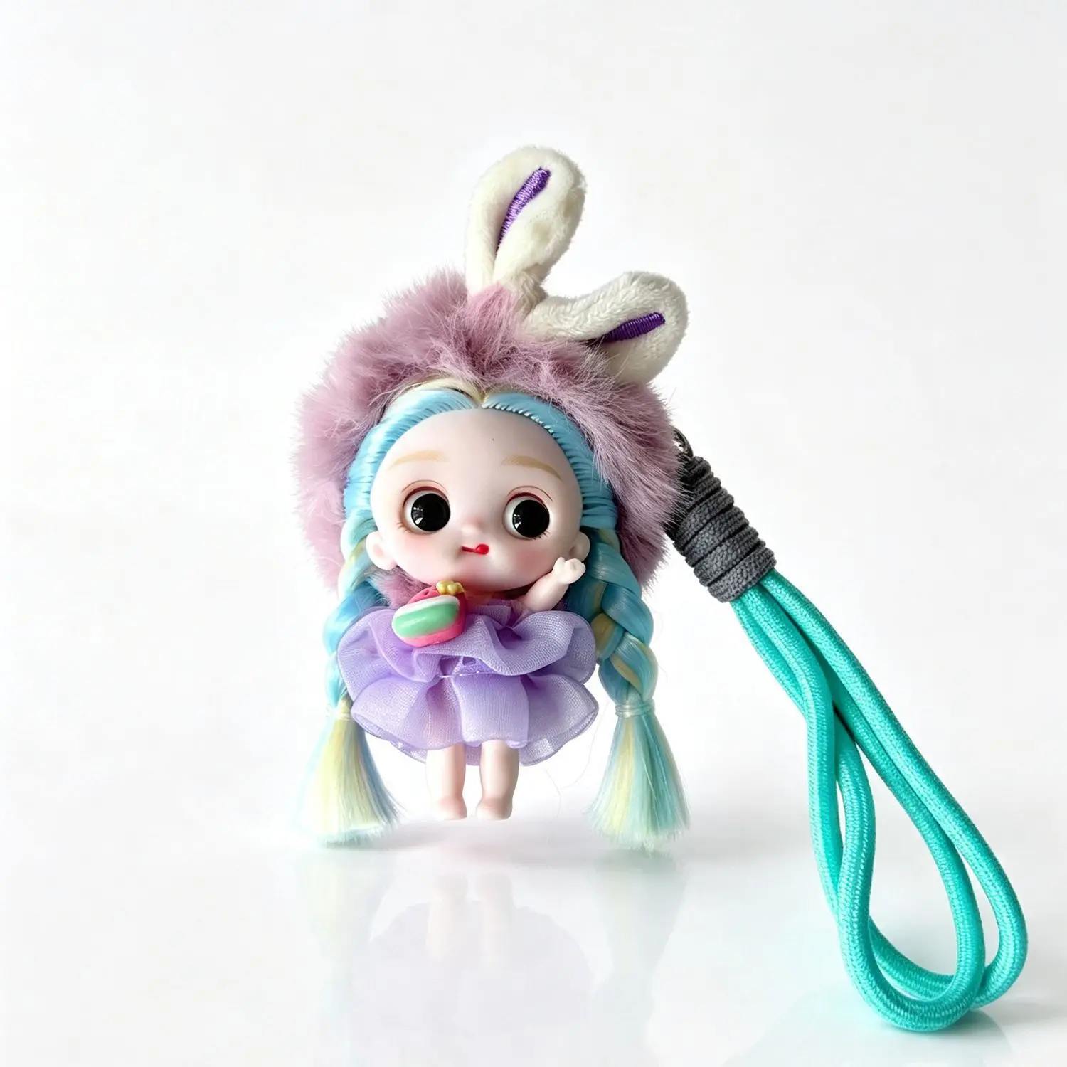 New Premium Country-Style Mini Doll Keychain Pendant Braids Long Hair Joint Moveable Doll Dress Up Toy Girl Bag Charms Accessory