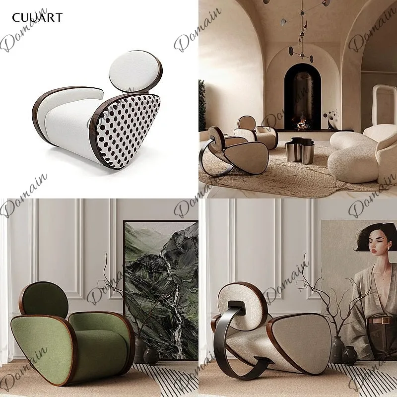 North American ash wood fabric sofa cream ring velvet splicing armchair creative sofa chair