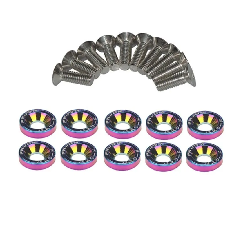

HQ Universal JDM Washers M6 Bolt Set Car Modification Gasket Screw Fender Bumper Engine Aluminum Concave Screws Hex Fastener