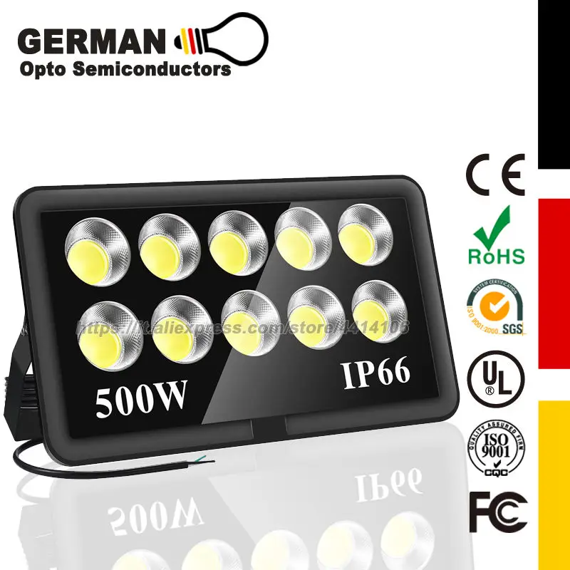 500W LED Flood Light Outdoor,Super Bright 55500lm 2850W Equivalent ,5000K Daylight White IP66 Waterproof Commercial Floodlight