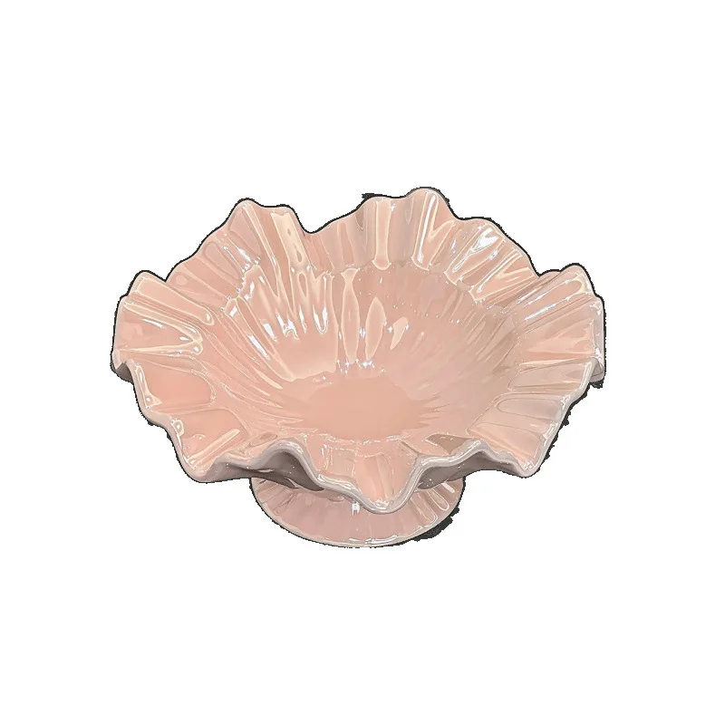 2025 new high-value fruit plate ceramic lace high-end snack creative fruit plate living room coffee table household