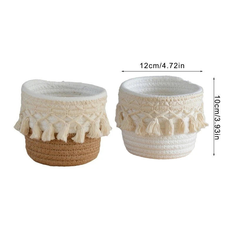 5 個デスクオーガナイザーペンホルダー綿ロープ織バスケット化粧ブラシホルダー