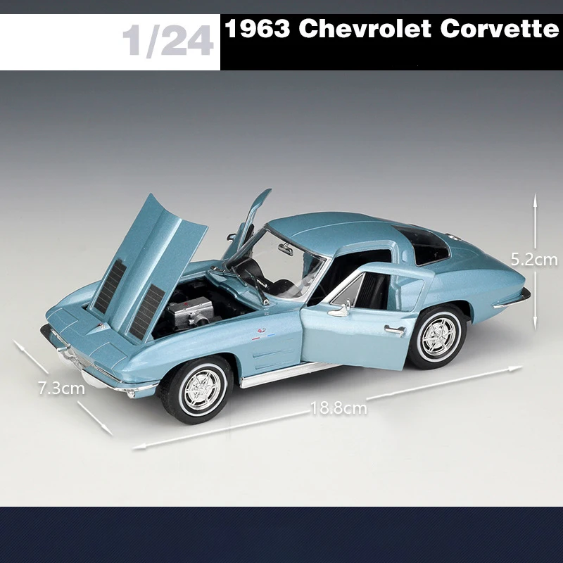 WELLY 1:24 Chevrolet Corvette 1963 Alloy Car Model Diecasts & Toy Vehicles Collect Car Toy Boy Birthday gifts