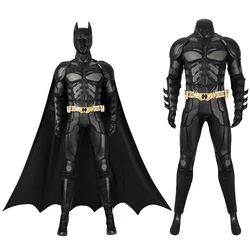 High Quality Movie Dark Knight Bat Cosplay Bruce Wayne Superhero Battle Costume Outfit Man Vest Cloak Mask Halloween Carnivl