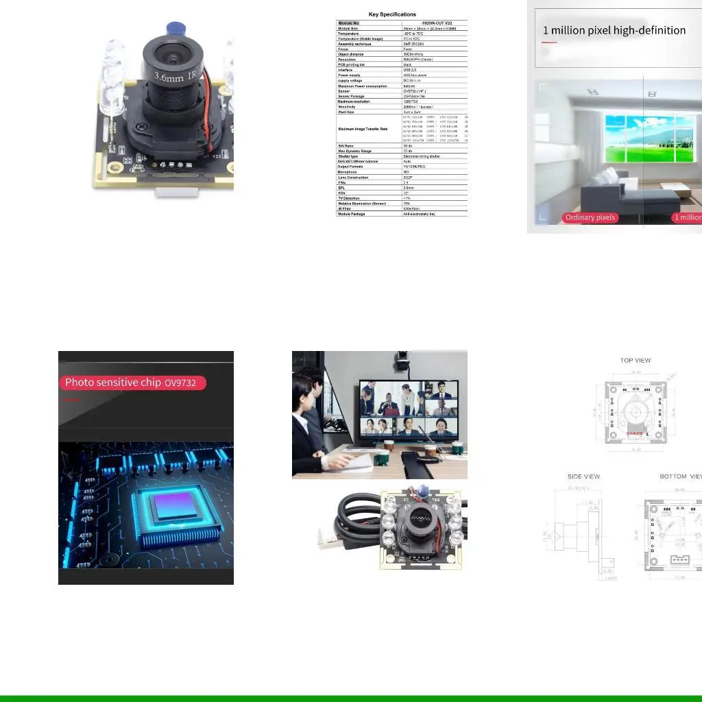 

U55C 1MP OV9732 Sensoring 720p -модуль с автоматическими переключателями 72 °