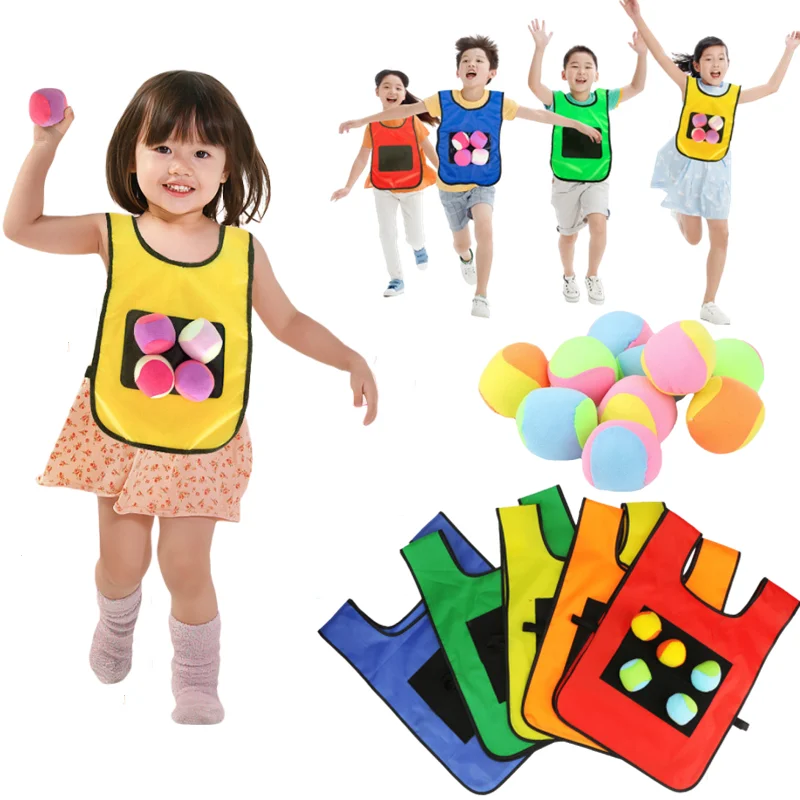 

Outdoor Sport Game Props Vest Sticky Jersey Vest Game Vest Waistcoat With Sticky Ball Throwing Toys For Children Kids Sports Toy