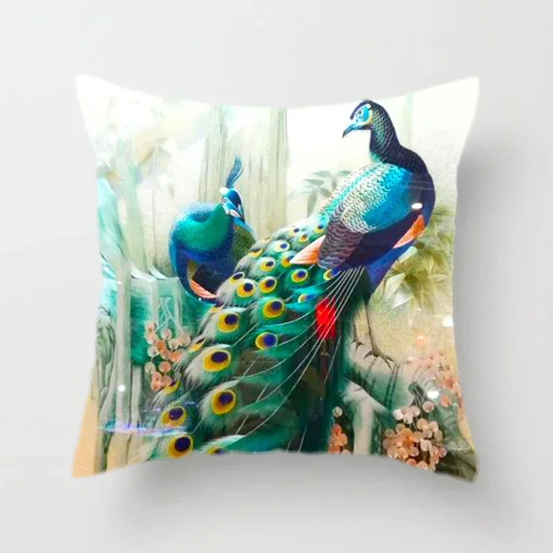 Bird Cushion Cover Classical Peacock Feather Pattern throw Pillow Case Nordic Living Room Leisure Decoration