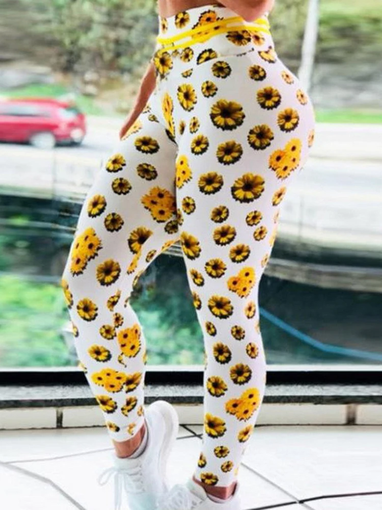 Digital Printing Exercise Sports Women Yoga Leggings High Waist Trousers Running Fitness Gym Leggins Femme Pants