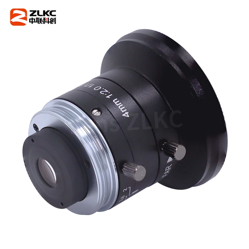 ZLKC 4mm Lens F2.0 FA Camera Lens Wide Angle 1/1.8'' 5MP Fixed Focus C Mount 5Megapixel CCTV Machine Vision Industrial Lenses