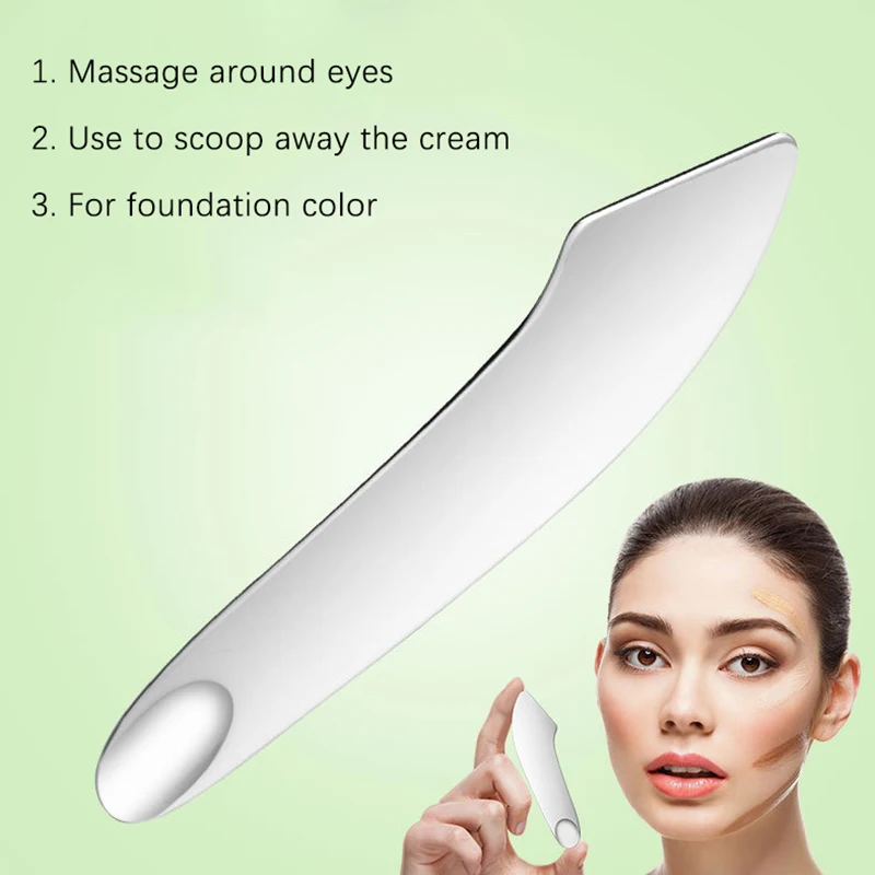 Spatola per Toner per trucco in acciaio inossidabile Double-end cucchiaio per crema cosmetica strumento per la miscelazione del fondotinta strumento per il trucco cosmetico con custodia