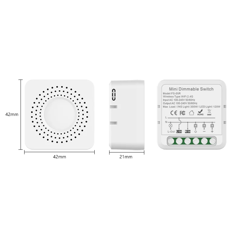 Tuya WiFi Smart Dimmer Switch Module Obsługa 2-drożnego sterowania Ściemnialny inteligentny przełącznik Smart Life Remote Control Współpracuje z