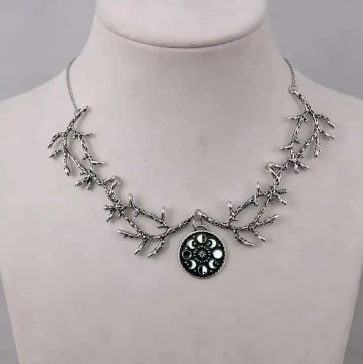 Moon Branch Choker, Gothic Jewelry, Vintage, Witchcraft Accessories, Mystical, Pagan, Lunar Phase, Victorian, Necklace For Women