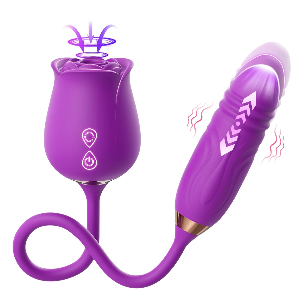 Sexy Adult Female Rose-Sucking Dildo Vibrator Women Nipple Clit Stimulator Vibrating Penetration Vagina Vibrator Erotica Toys