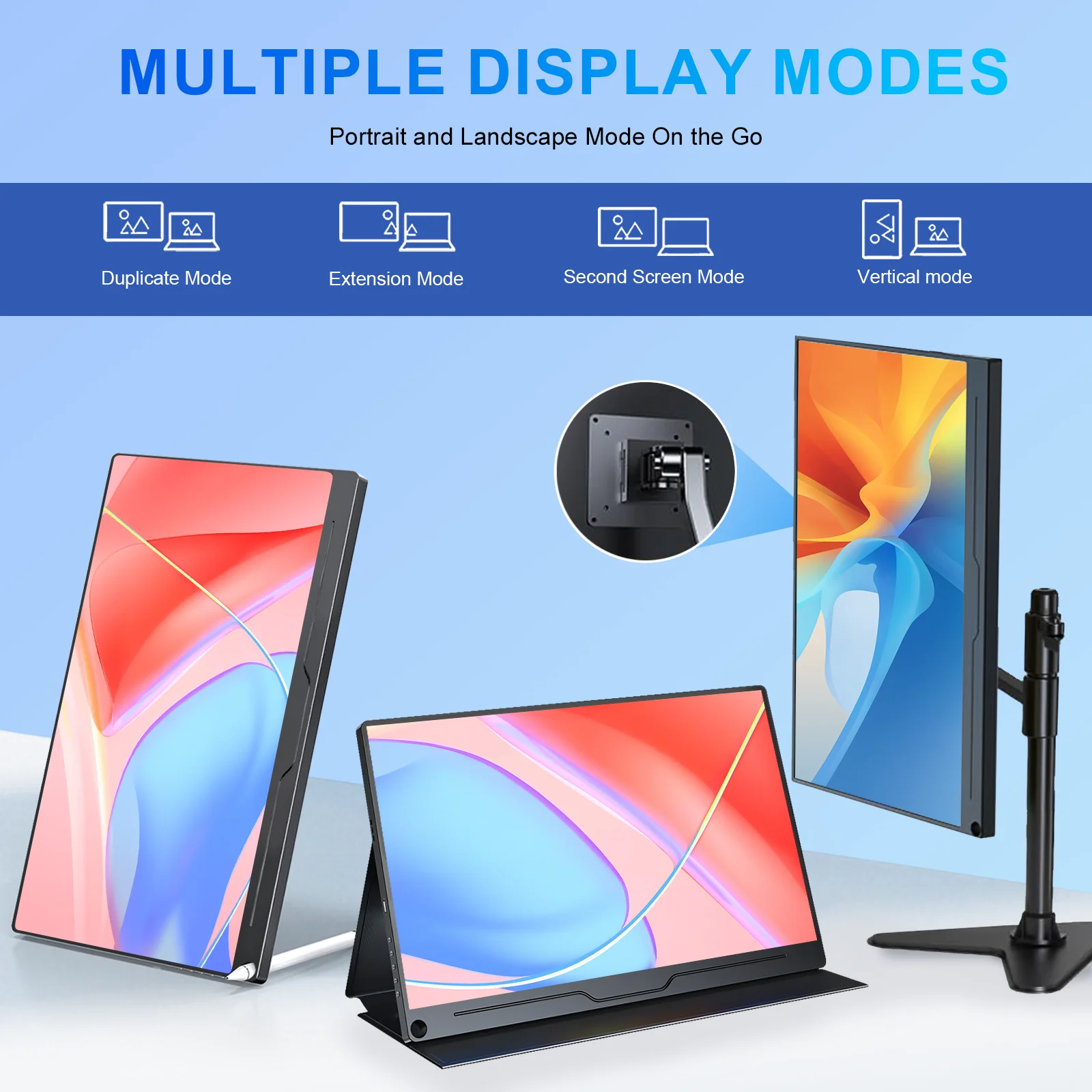 15,6-дюймовый портативный монитор 4K UHD 3840x2160 с IPS-экраном, разъемами Type-C и HDMI, для игр, ноутбуков, Mac, NUC, мини-ПК, телефонов, PS4, Switch, VESA.