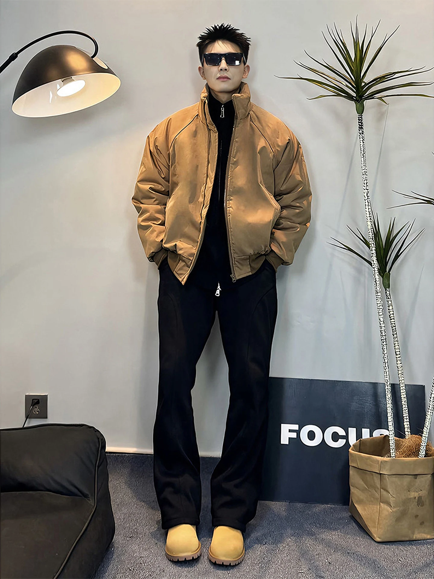 

Мужская зимняя хлопковая куртка American Sle, широкая посадка, рабочая одежда, футболка с воротником-стойкой, верхняя одежда