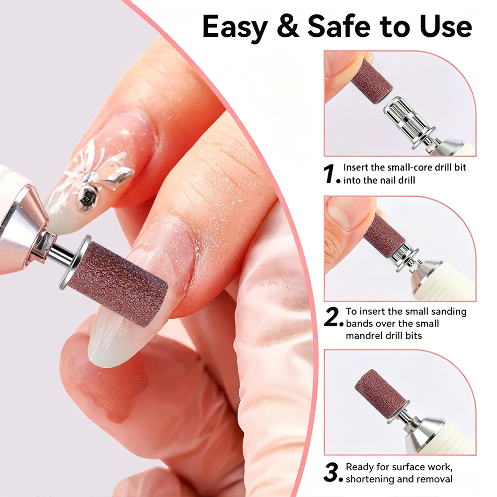 50Pcs Sanding Bands With 1Pcs Metal Shaft Set Nail Drill Bits For Remove Nail Polish Gel Dead Skin Calluses Cutter Drill Bit ﻿ view 4
