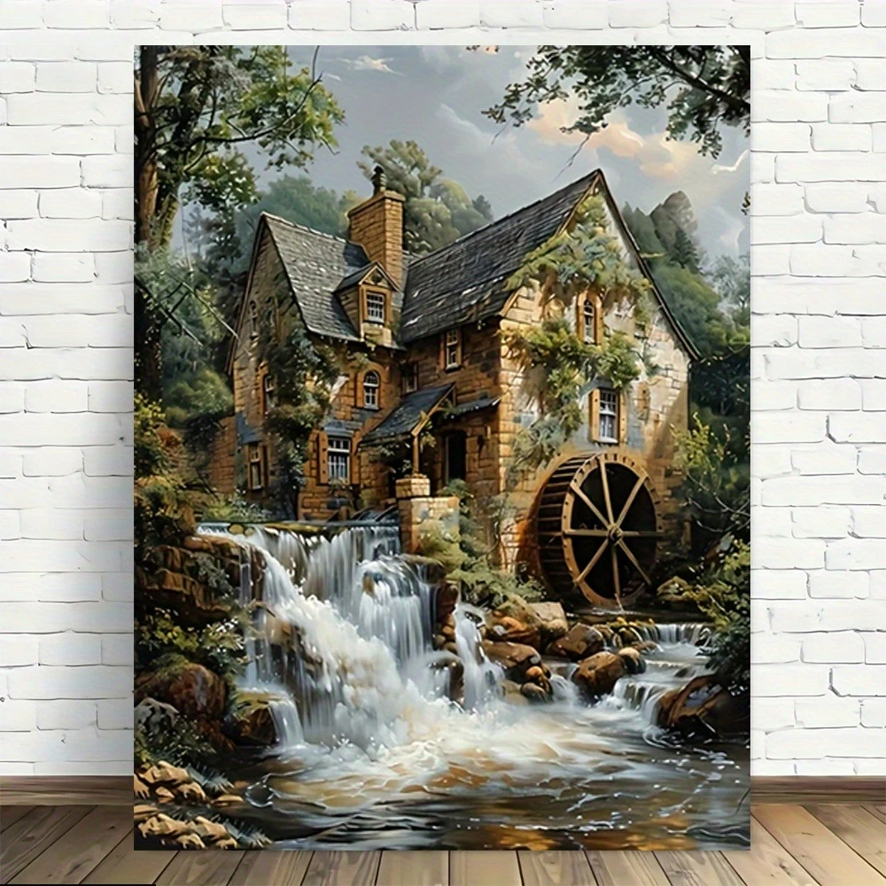 

500/1000/1200/2000PCS Puzzles for Adults, Modern Retro Style Waterfall Cottage Jigsaw Puzzles Educational Games Home Decor Gifts