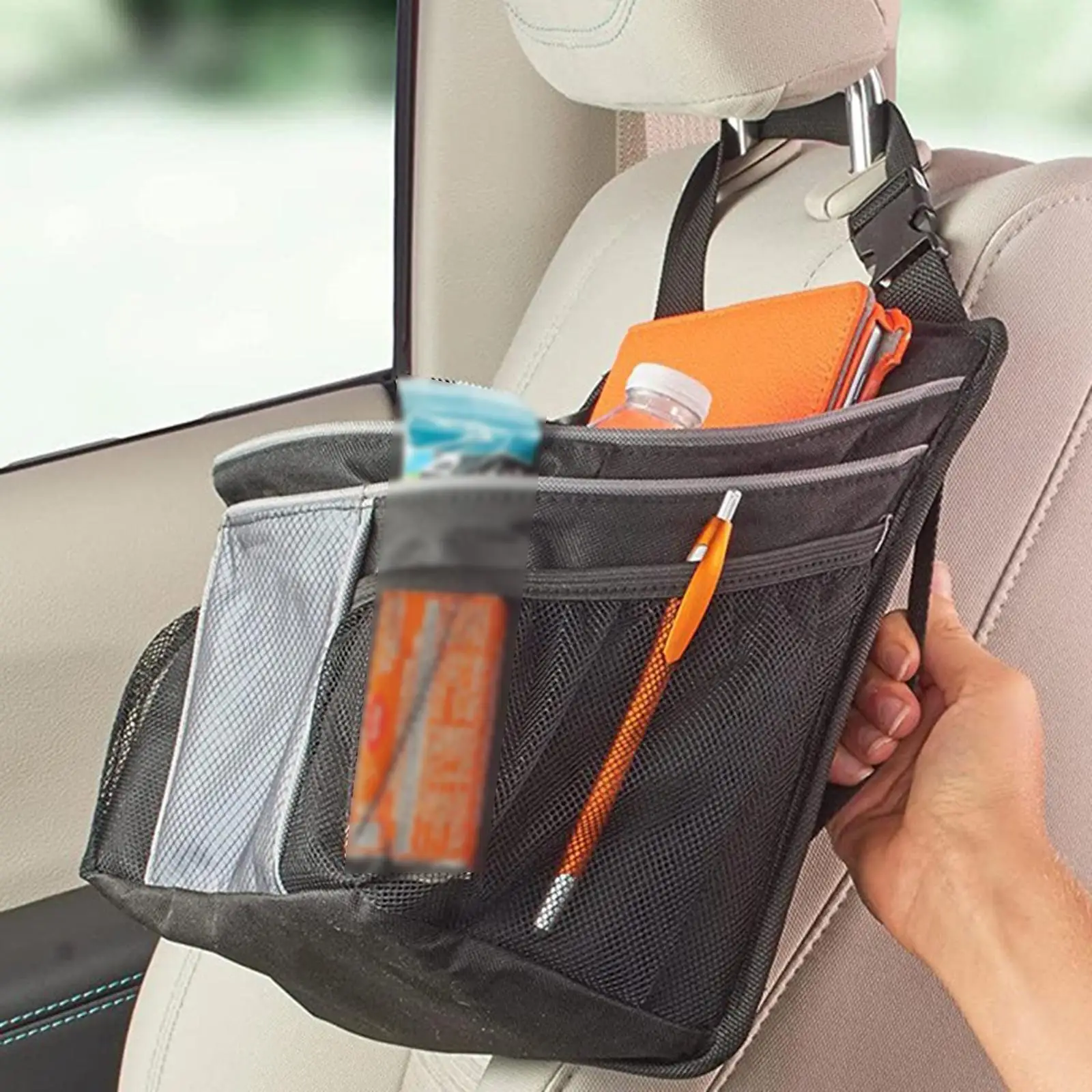 

Hanging Car Seat Organizer 10 Pockets for Tablet Cords Sunglasses