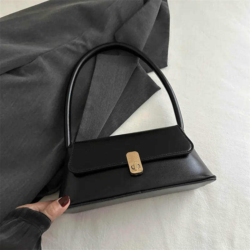 

Retro Tote Solid Color Women's Shoulder Small Square Bag Metal Ladies Portable Fashion Simple PU Coin Purse Handbags