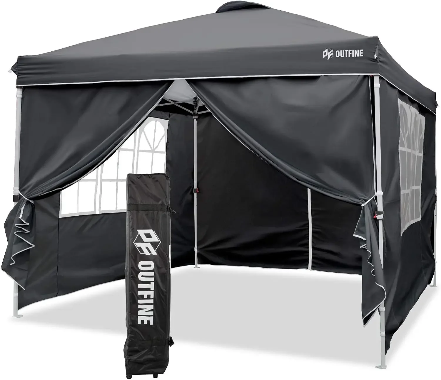 

OUTFINE Canopy 10 'x 10' Выдвижная Коммерческая мгновенная беседка палатка, полностью водонепроницаемая, наружные искусственные тенты с 4 съемными боковыми стенками