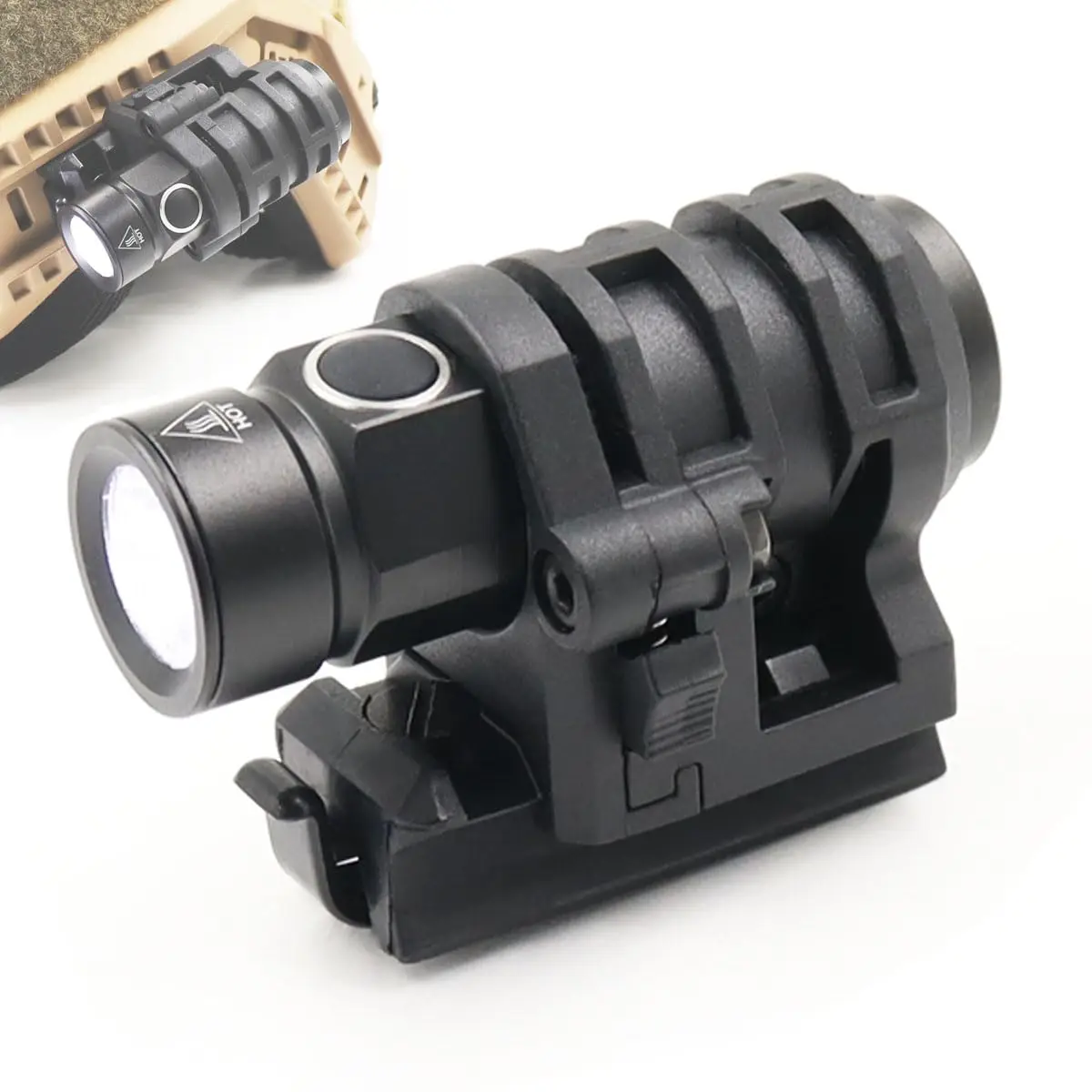 Tactical Helmet ARC Rail Light, 500 Lumens Airsoft Helmet Mini Flashlight with 20mm Picatinny Rail Mount, Pocket Pen Flashlight