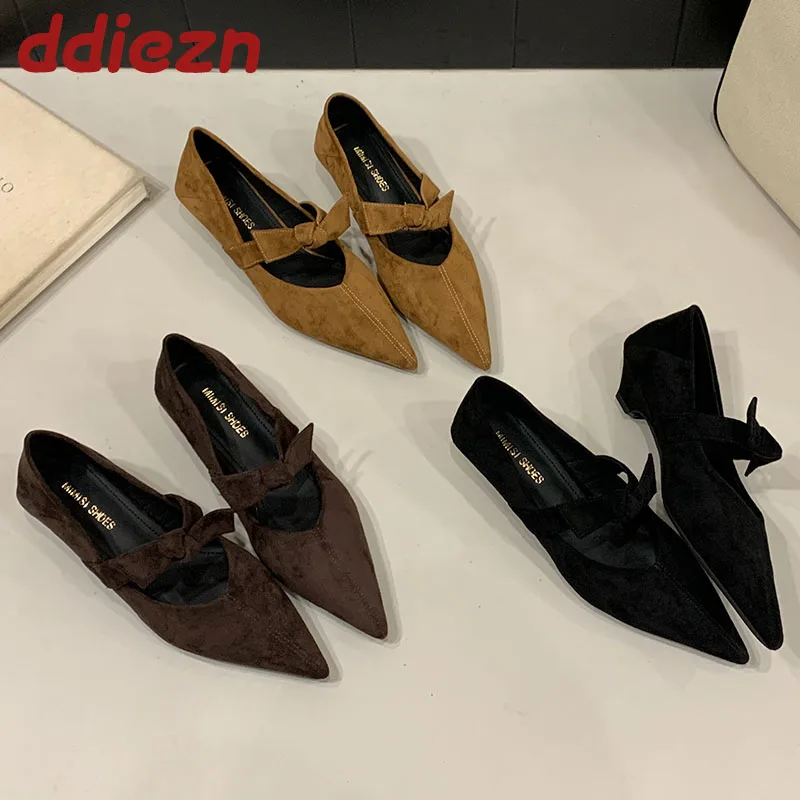 

Fashion Low Heel Footwear Pointed Toe Ladies Pumps Shoes Female Slides Shallow Elegant Women Heeled Slip On Shoes