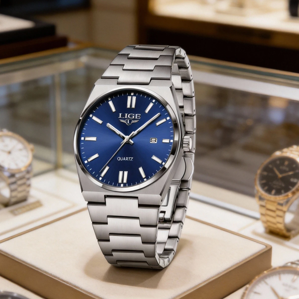

Мужские часы LIGE 2025: Новые, роскошные, модные, водонепроницаемые, светящиеся, с датой, кварцевые, деловые наручные часы