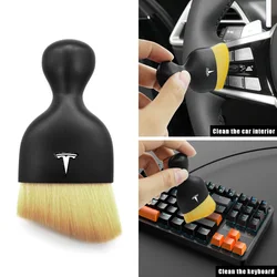 Tesla Auto Emblem Badge Car Cleaning Soft Brush Dust Remover Tool Interior Accessorie For Model 3 Model X Model S Model Y Series