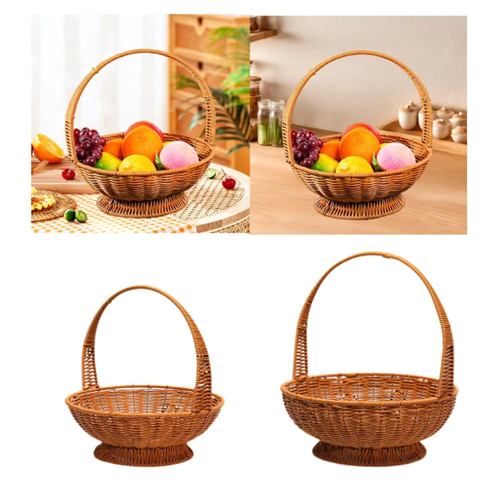 Handwoven Basket Comfortable Handle Decorative Basket for Party Home Holiday