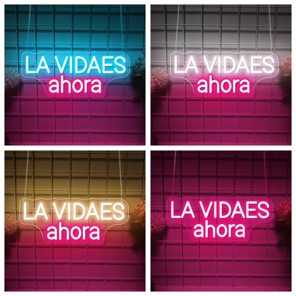 Neon Led Sign Spanish LA VIDAES Ahora LED Neon Light Sign Bedroom Room Wall Party Decor Neon Lights USB Wedding Bar Decoration