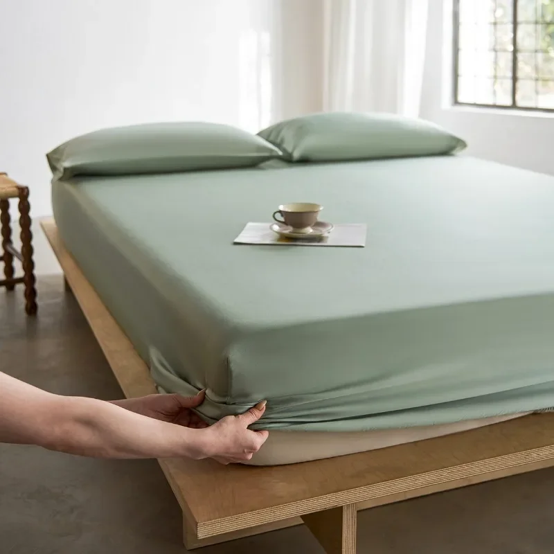 Fitted Sheet Made of 100%Pure Natural Fiber Lenzing Tencel Silky Smooth Lightweight Moisture Absorbing and Breathable for Summer