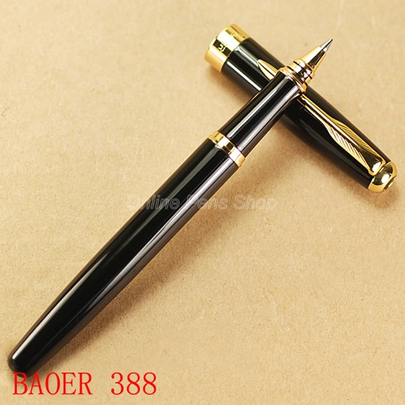 Baoer Red Green Black Blue Grain And Golden Roller Ball Pen BR020