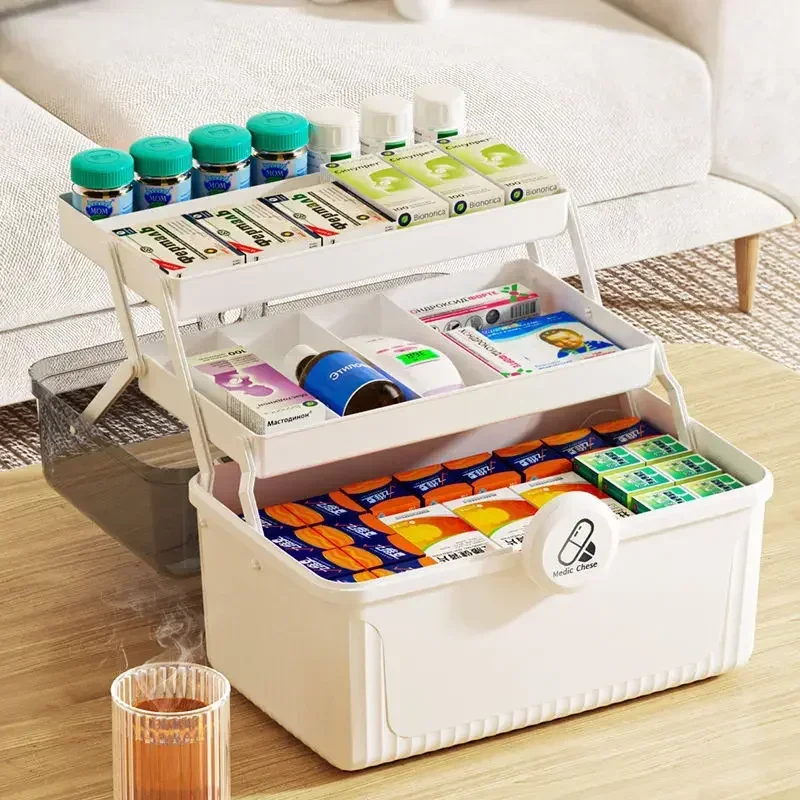 

Large Capacity Medicine Box 3 Layers Classification Medicine Organizer Portable First Aid Medical Kit Home Utility Storage Boxes