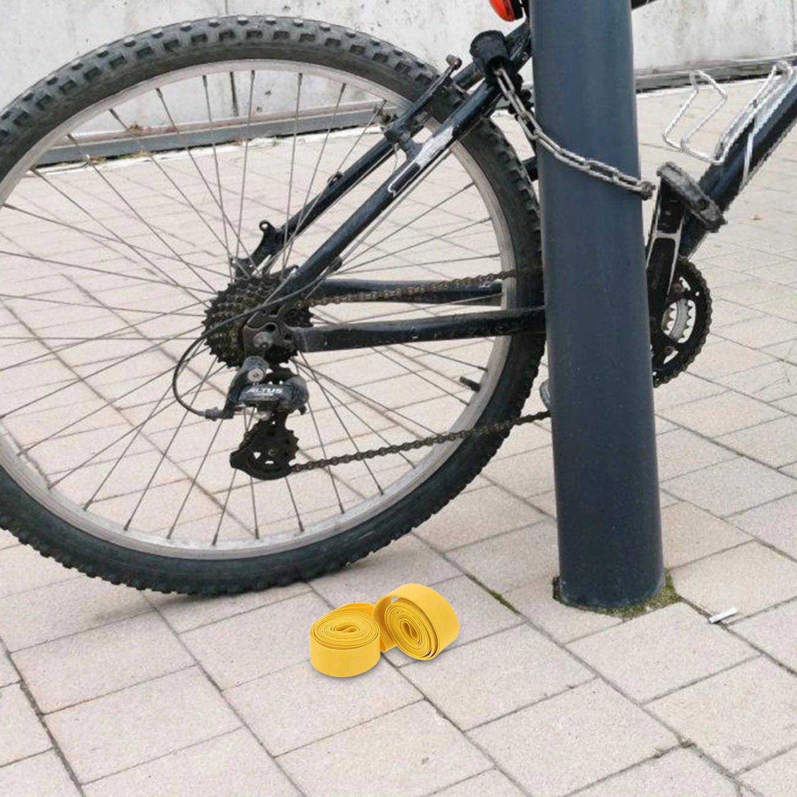 

2pcs Puncture Proof Tire Liner Yellow, Bike Tube Protector For Road Mountain Bikes, Bicycle Inner Tube Flat Resist Layer, Tpu