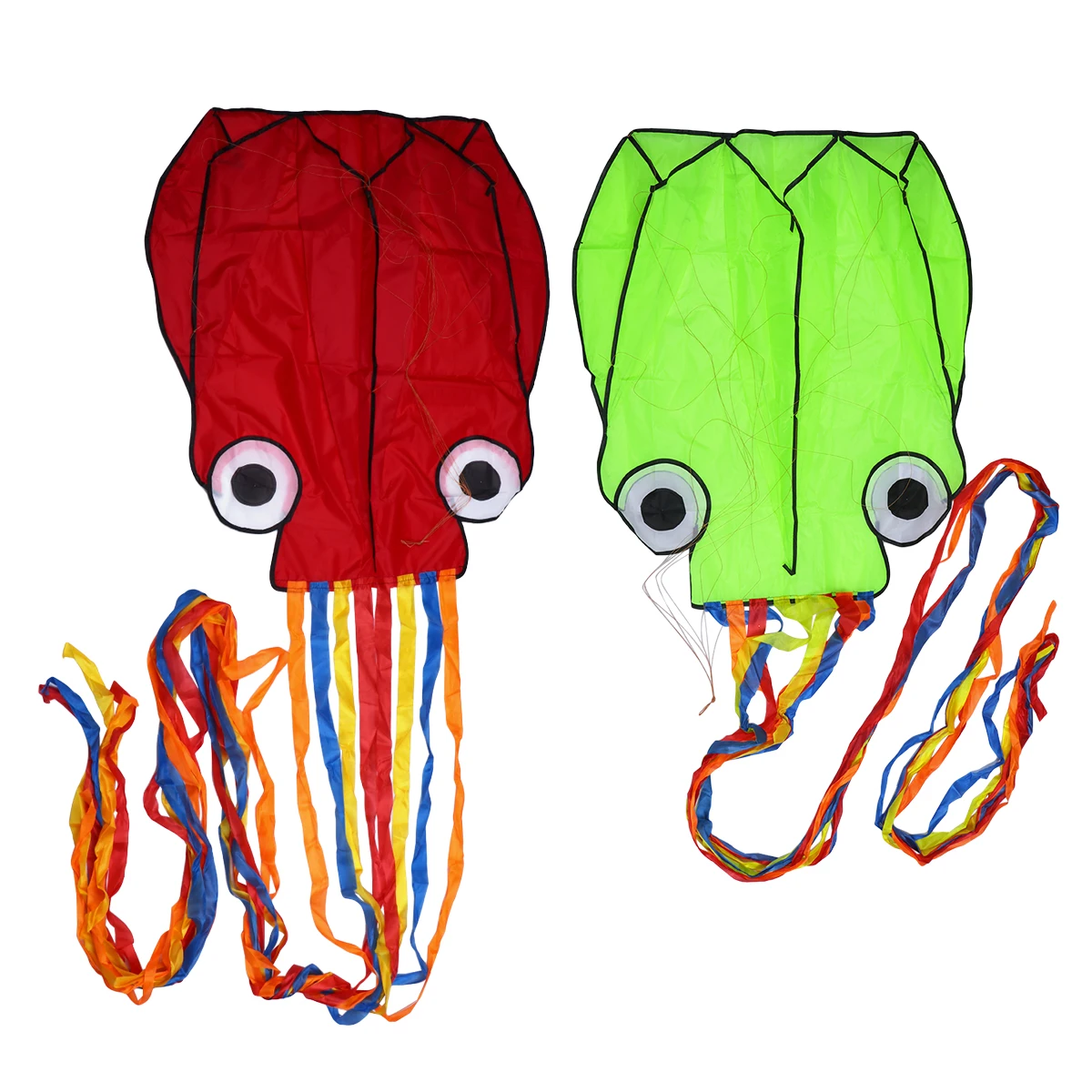 2Pcs Frameless Octopus Kite Eyecatching Color Fine Workmanship for Family Fun At Beach Park Garden Playground Red Green