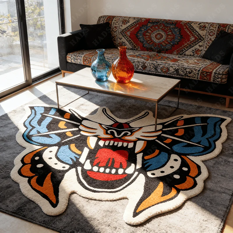VIKAMA Creative Butterfly Rug Unique Home Decor, Holiday Gift Creative Living Room & Bedroom Decor Rug Stain-Resistant view 2