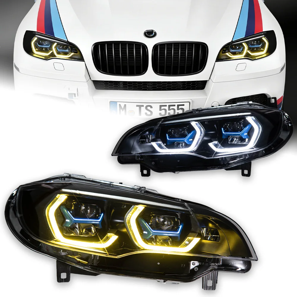 

Автомобильные фары AKD для BMW X6 E71 (2008-2014), двойные линзы, светодиодные передние фары, дневные ходовые огни, указатели поворота, автозапчасти