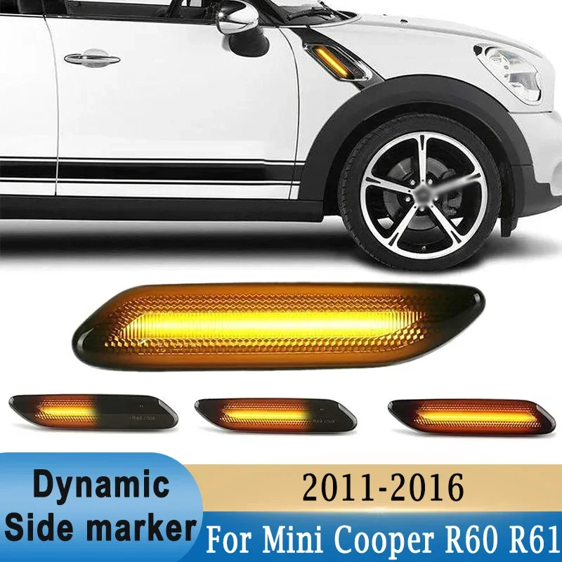 Dynamic LED Side Marker Light For Mini Cooper R60 Countryman R61 Paceman 2013-2016 Signal Lamp Smoked Lens 63132221503