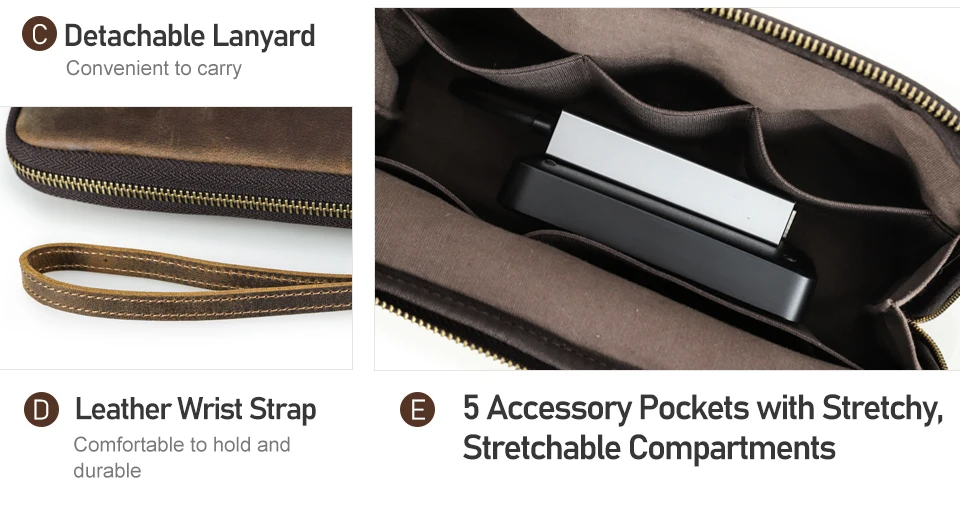 KONTAKTE FAMILIE Echtes Leder USB Datenkabel Aufbewahrung Handtasche Clutch Tasche für Kopfhörer Maus Elektronisches Zubehör Brieftasche Tasche – Detail 12