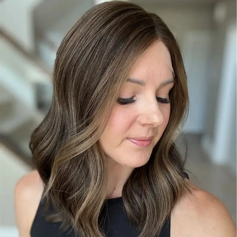 

Парик для косплея и повседневной носки, омбре, каштаново-коричневый, с HD-кружевом спереди, естественная линия роста волос, термостойкий, синтетический, короткий волнистый боб