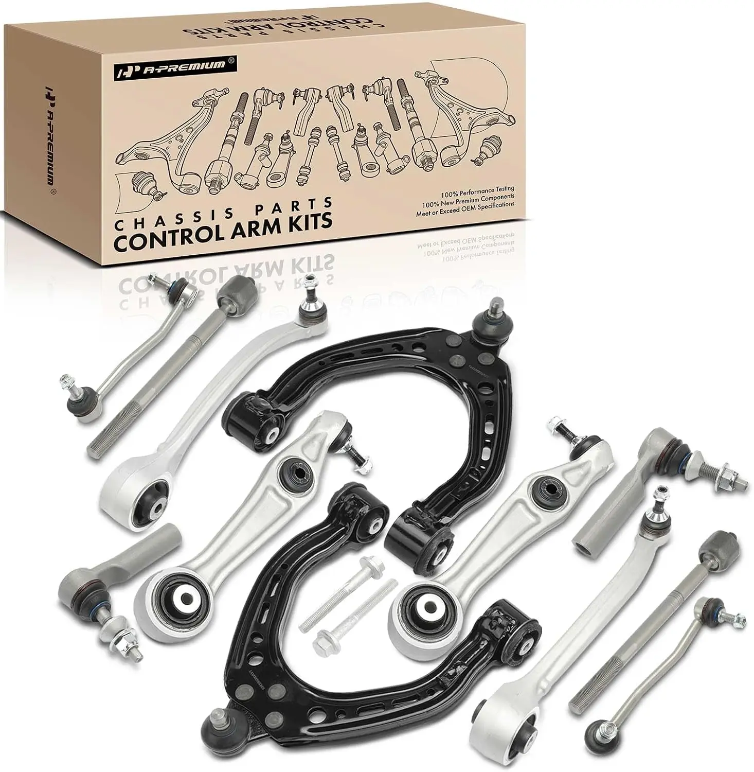 Front Suspension Kit, 12-Piece Set with Sway Bar Link and Tie Rod End